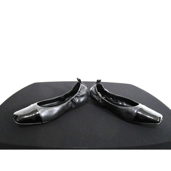 EUC! Vince Camuto Black Leather & Patent Square Cap Toe Ballet Flats Women 6.5 M - Picture 4 of 10
